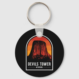 Retro Devils Tower National Monument Wyoming Vandr Nyckelring