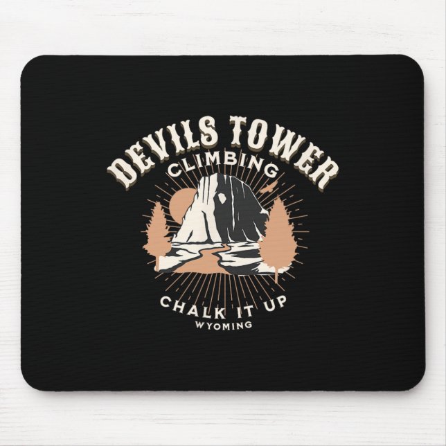 Retro Devils Tower Wyoming Berg Klippklättring  Musmatta (Framsidan)