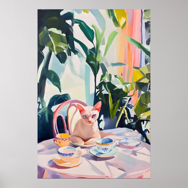 Retro Devon Rex-affisch, Devon Rex Oljemålning Poster (Framsidan)