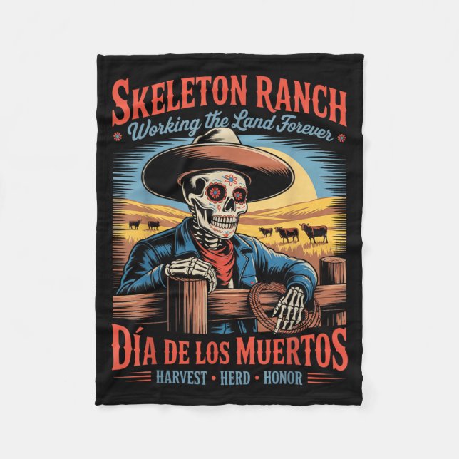 Retro Día De Los Muertos Cowboy Bonde Fleecefilt (Framsidan)