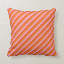 Retro Diagonal Orange och Rosa Stripe Cushion