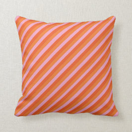 Retro Diagonal Orange och Rosa Stripe Cushion Kudde
