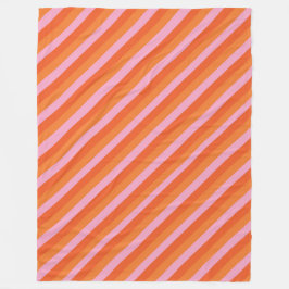 Retro Diagonal Orange och Rosa Ull Blan Fleecefilt