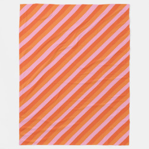 Retro Diagonal Orange och Rosa Ull Blan Fleecefilt