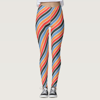 Retro-diagonal randad | Färgfull modern Mode Leggings
