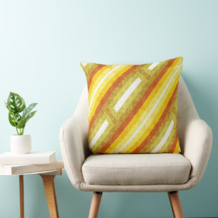 Retro diagonala ränder i gult och orange kudde