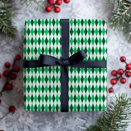 Retro Diamant Preppy Smaragdgrön Jul Presentpapper