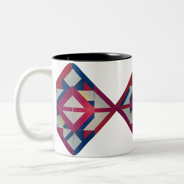 Retro Diamond Geometry - Fet färgstark Två-Tonad Mugg (Vänster)