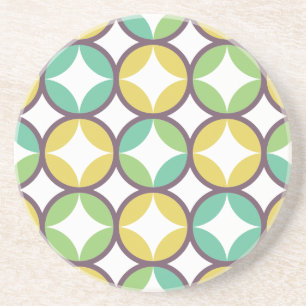 Retro Diamond i Circle Mönster Blue Grönt Guld Underlägg