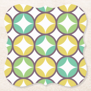 Retro Diamond i Circle Mönster Blue Grönt Guld Underlägg Papper