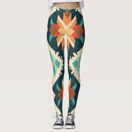 Retro Diamond Ikat Mönster Leggings