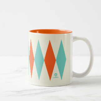 Retro Diamond Mönster Aqua och Orange Två-Tonad Mugg