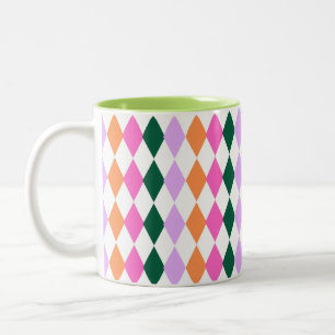 RETRO Diamond Mönster Colorful Mid Century Modern Två-Tonad Mugg