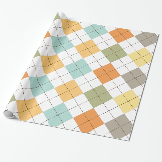 Retro Diamond Mönster Gift Wrap Presentpapper (Utrullad)