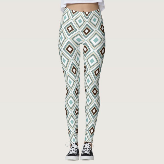 Retro Diamonds Brown Turcos Leggings (Framsida)