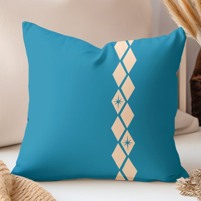 Retro Diamonds Mid Century Modern Blue, Pereach Kudde (Skapare uppladdad)