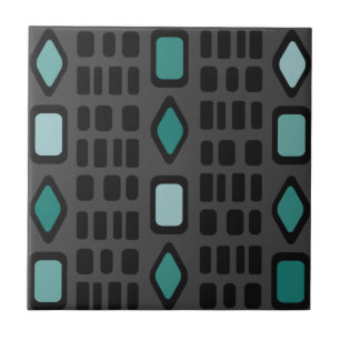 Retro Diamonds Rektangles Black Turcos Kakelplatta