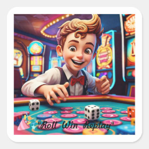"Retro Dice Roll" Fyrkantigt Klistermärke