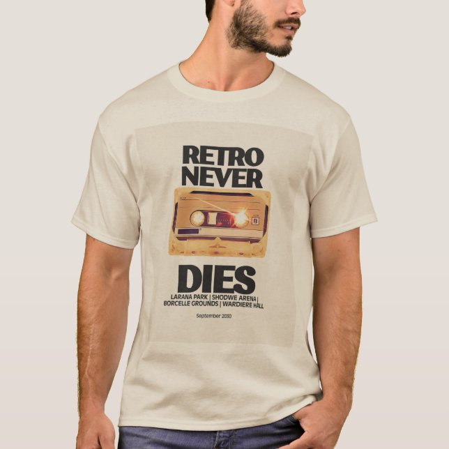 Retro Dies Vintage Cassette Tape T-Shirt - 8 (Framsida)