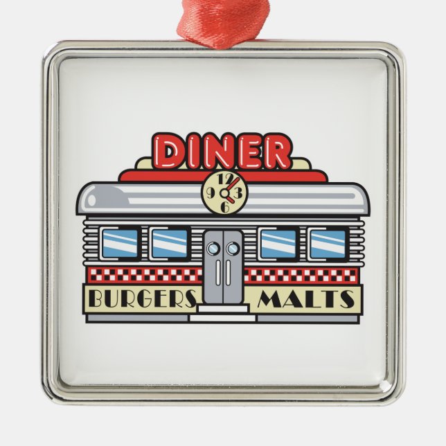 retro diner design julgransprydnad metall (Framsidan)