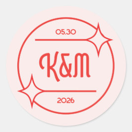 Retro Diner Inspired Wedding Invitation Sticker Runt Klistermärke