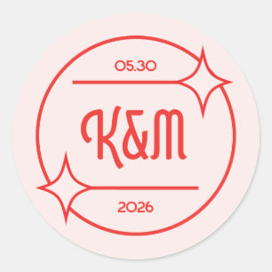 Retro Diner Inspirerad Bröllopsinbjudan Klistermär Runt Klistermärke