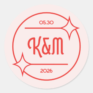 Retro Diner Inspirerad Bröllopsinbjudan Klistermär Runt Klistermärke