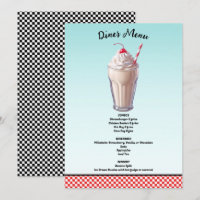Retro Diner Milkshake Glasskaka Party Meny