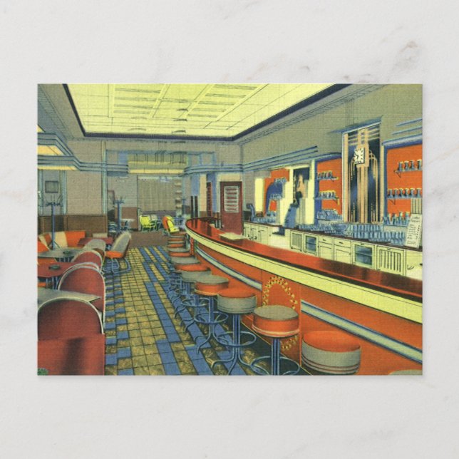 Retro Diner, Restaurang eller Bar Öppningsinbjudan Vykort (Framsida)