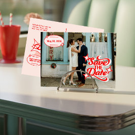 Retro Diner Save The Date Post Card Vykort