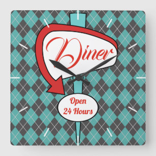 Retro Diner Skylt Väggklocka Present