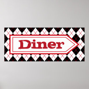 Retro Diner Skylt Väggkonst Affisch