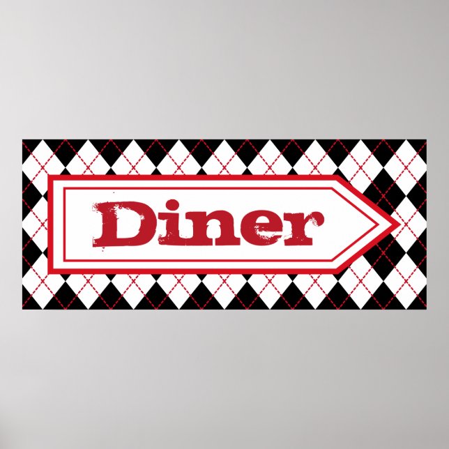 Retro Diner Skylt Väggkonst Affisch  (Framsidan)