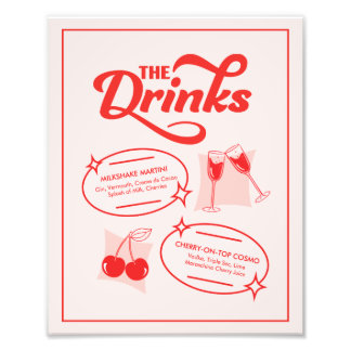 Retro Diner Wedding Bar Menu Fototryck