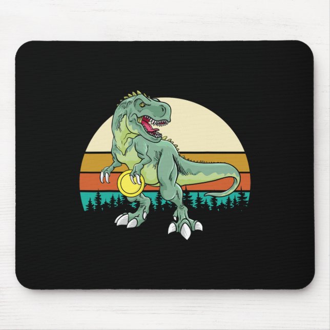Retro Dino Dinosaur Golfer Gift T Rex Disc Golf  Musmatta (Framsidan)