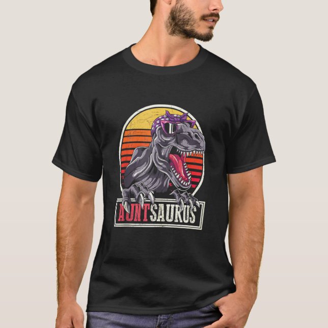 Retro Dinosaur Coola Moster Auntsaurus t Rex Shirt (Framsida)