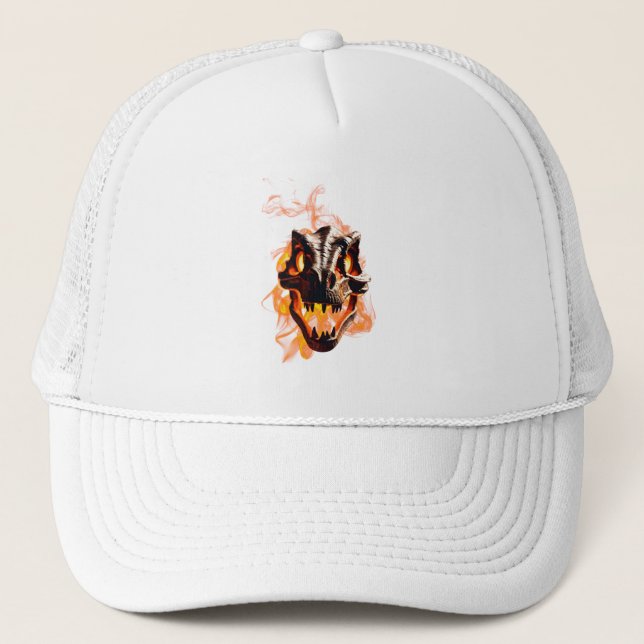 Retro Dinosaur Dead Burning Skull i brand Keps (Framsida)