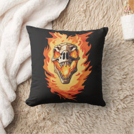 Retro Dinosaur Dead Burning Skull i brand Kudde