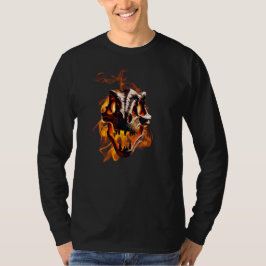 Retro dinosaur död brinnande skalle i eld T Shirt