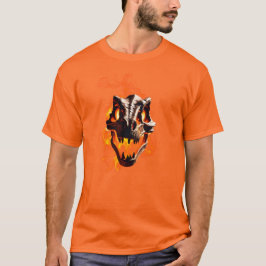 Retro dinosaur död brinnande skalle i eld T Shirt
