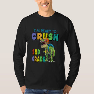 Retro Dinosaur I'm Ready To Crush 2nd Grade Back T Shirt