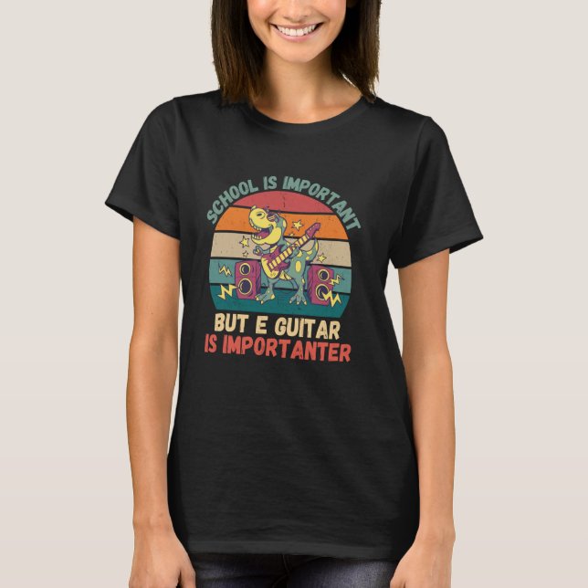 Retro Dinosaur School är viktig E Gitarr är imp T Shirt (Framsida)