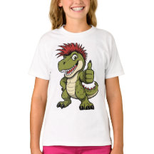 Retro dinosaur t-shirt, rolig Mohawk Dino-grafik