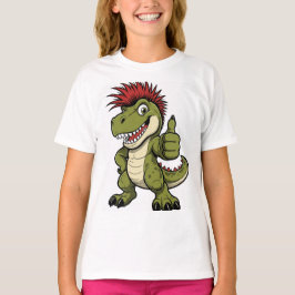 Retro dinosaur t-shirt, rolig Mohawk Dino-grafik  T Shirt