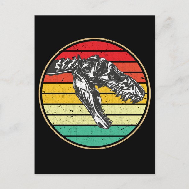 Retro Dinosaurie Skalle Dino Vykort (Framsida)