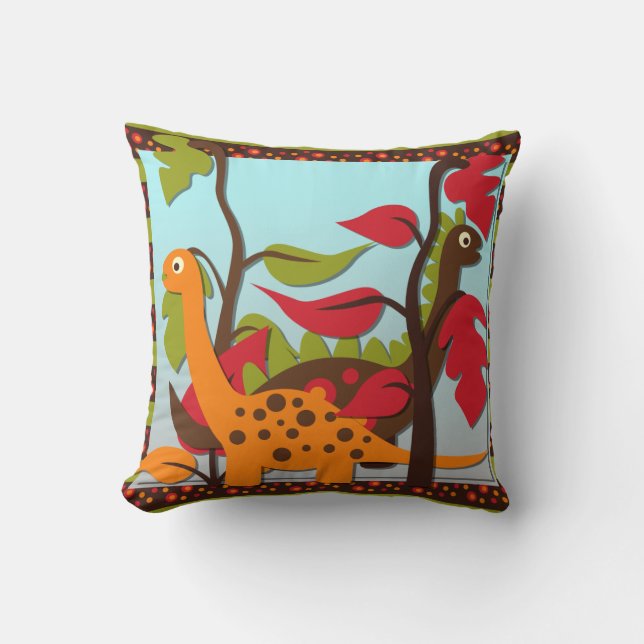 Retro Dinosaurs Pillow Kudde (Framsida)