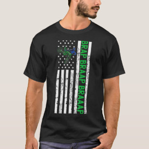 Retro Dirt Bike American Flagga Graphic Vintage T Shirt