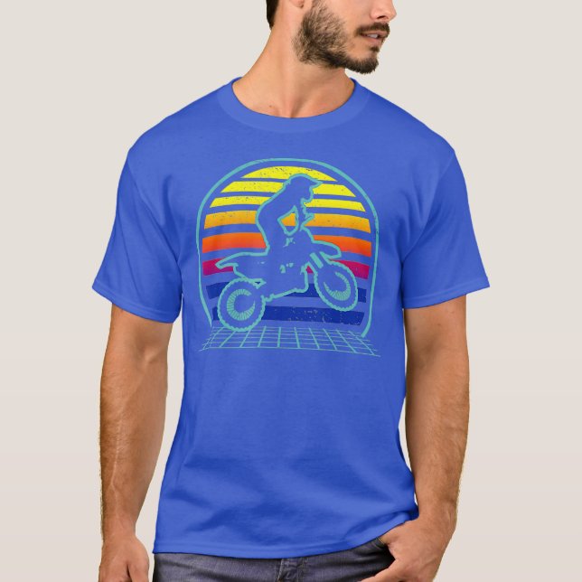 Retro Dirtbiking Vaporwave Dirt Biker 70s Biking T Shirt (Framsida)