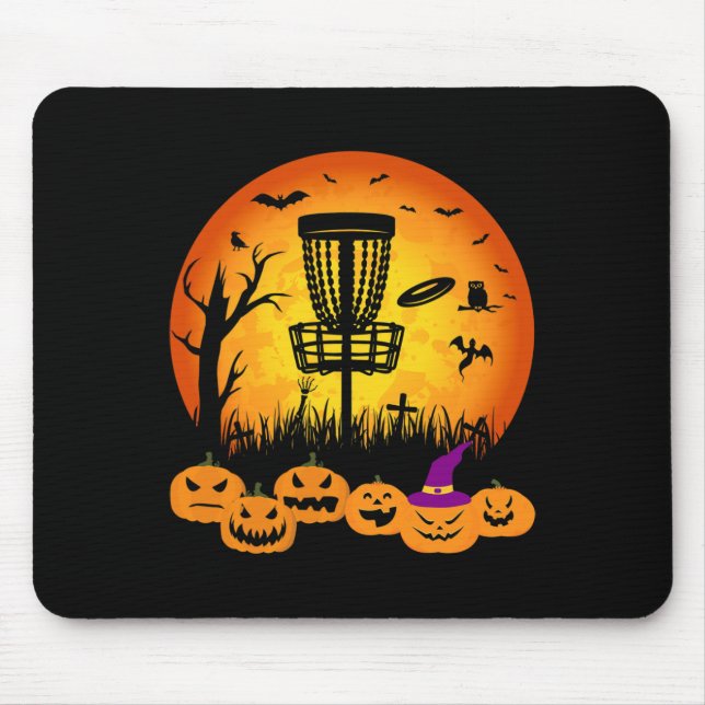Retro Disc Golf Halloween Kyrkogård Skräck Disc Go Musmatta (Framsidan)