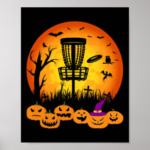 Retro Disc Golf Halloween Kyrkogård Skräck Disc Go Poster